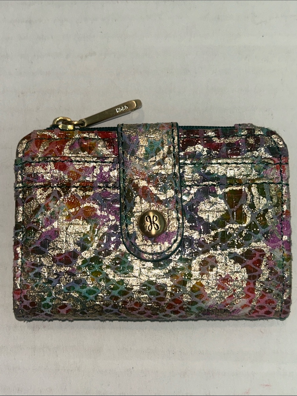 HOBO Metallic Multicolor LeatherSnakeskin-Print small Wallet
